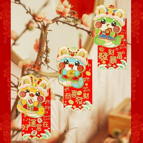 24Pcs Chinese Red Envelopes New Year Envelopes Hong Bao 2025 Snake Year, Gift Money Envelopes, Red Pockets, for Chinese New Year, Weddings, Birthday Gifts, Baby and Visiting Relatives in Kuwait