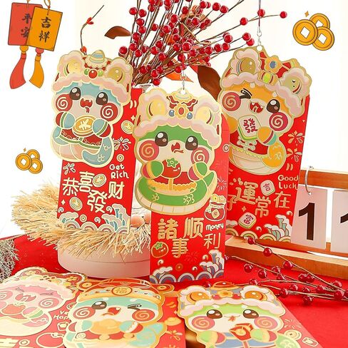 24Pcs Chinese Red Envelopes New Year Envelopes Hong Bao 2025 Snake Year, Gift Money Envelopes, Red Pockets, for Chinese New Year, Weddings, Birthday Gifts, Baby and Visiting Relatives in Kuwait