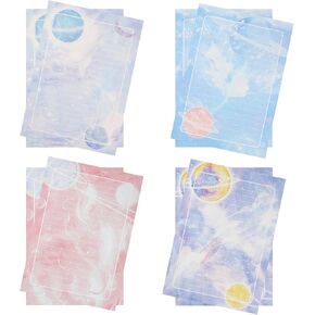 60 Lined Writing Stationery Paper, Beautiful Space Designs for Writing Letter, Notes, Invitations, Craft, 4 Different Style (9.4 x 6.6")