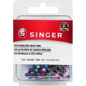 SINGER 07050 Pearlized Head Straight Pins, Size 20, 150-Count, Multicolor