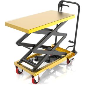 عربة رفع هيدروليكية ZKH، سعة 330 رطل، أقصى ارتفاع للرفع 49.6 بوصة، طاولة رفع بمقص واحد مع عجلات قفل وشريط التحميل الزائد للعمليات الآمنة، مثالية للتعامل مع المواد ورفع الشحن in Kuwait