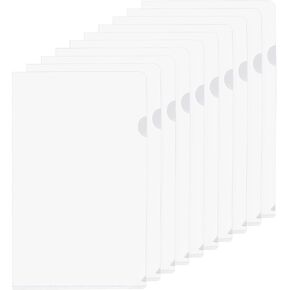PATIKIL L Type Folders 50 Pack A4 Plastic File Project Pockets Clear Paper Document Jacket Sleeves for Office, Sky Blue/Green/Red/Orange/Clear