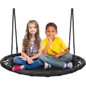 Sorbus Saucer Tree Swing- Kids Outdoor Disc Round Swing - 40" Heavy Duty 220lbs Seat- Easy Install Flying Saucer Web Circle Swing- Perfect for Gift,Playground, Birthday, Xmas, IndoorOutdoor Tire Swing
