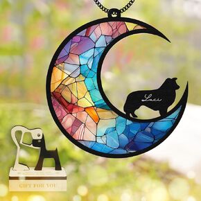 6'' Papillon Dog Memorial Suncatcher & Pet Lover Sign Gift Personalized Dog Name Dog Memorial Ornament Window Car Hanging Pet of Loss Dog Sympathy Gifts for Dog Lovers SCD-B5-6-51