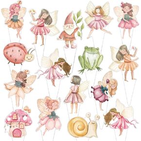 Fairy Party Cupcake Toppers Fairy Birthday Party Decorations 48PCS Fairies Cupcake Picks Fairy Tale Party Cake Decorations for Fairy Garden First Baby Shower Supplies