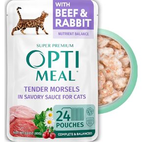 طعام رطب مثالي للقطط - لقم حقيقية، وصفة متوازنة للقطط البالغة (4.5 رطل، 24 كيس) لحم الضأن والخضار in Kuwait