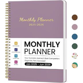 Monthly Planner 2025-2026, 18 Months Planner Calendar 2025-2026, January 2025 - June 2026, 7" x 10", 25-26 Monthly Calendar Planner, Ideal for School Office Home Planning - Purple