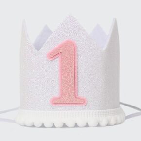 Boho Natural Birthday Hat For Baby - 1st Birthday Party Hat Decorations，Baby Girl 1st Birthday Headwear，First Birthday Glitter Crown For Babies，Kids Party Photo Booth Prop Hat