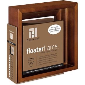 Ampersand Art Supply Floaterframe Readymade Frame for Flat and 1 1/2" Deep Wood Panel and Canvas Artwork, Paintings, Prints, and More, 6"x6", Walnut Bold
