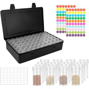 NHM Seed Storage Organizer, Contains 60 Transparent Bottles and Colorful Labels, Seed Storage Box, Seed Organizer Storage Box, Seed Containers Storage, for Seed Storage of Flowers and Vegetables