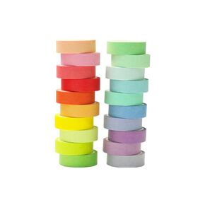 Washi Tape Set 20 Rolls - 15 mm Rainbow Colors Decorative Tape for Bullet Journal, Planner, DIY Arts Crafts, Scrapbooking, Holiday Decoration