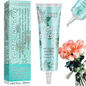 Floral Glue 50 ML, Floral Glue for Fresh Flowers, Corsages, Boutonnieres, Wristlets, Floral Adhesive Glue Bonds to Other Wedding Craft Accessories and Supplies, Waterproof, Fast Drying Flower Glue