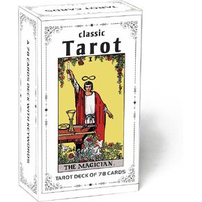 Tarot Cards for Beginners, Classic Tarot Cards with Meanings on Them, 78 Tarot Deck Set, Learning Tarot Deck, No Guide Book Needed, Learning Tarot Cards Set, Tarot Deck Fortune Telling Game (White)