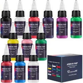 Airbrush Paint 6 Colors, Ready to Spray Airbrush Paint Set, Water-Based Acrylic Air Brush Paints for Metal, Plastic Models, Canvas, Wood