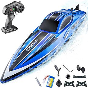 BEZGAR RC Boat, 16 inch Big Brushless Remote Control Boat for Adults and Kids and, 55 KPH Large Fast RC Speed Boat with 2000mAh Battery, Ideal Waterproof Toy Boats for Lakes - HJ818PRO Red