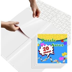 SietDESEO 20 Sheets White Puzzle Saver, Preserve 3 X 1000 Jigsaw Puzzle Adhesive Sheets, Peel and Stick Puzzle Saver, No Stress & No Mess Puzzle Glue Sheets and Frame to Preserve Your Finished Puzzle