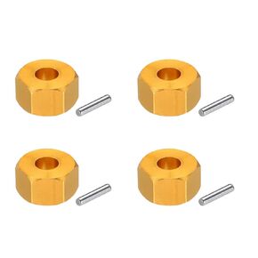 MECCANIXITY Aluminum12mm RC Wheel Nut Wheel Hex Drive with Pins Hubs Replacement Dustproof for RC Model Car 4 Pack (Golden)