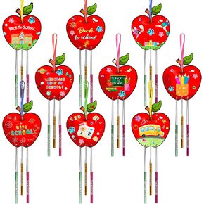 Fennoral 9 Pack Back to School Wind Chime Kit for Kids Make You Own Wind Chime Hanging Ornaments DIY Paint Back to School Craft for First Day of School Decoration Classroom Art Activity