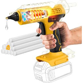 100W Cordless Hot Glue Gun for DeWalt 20V Battery(NO Battery), Full Size Hot Glue Gun Cordless & Rechargeable, Wireless Hot Glue Gun Kit with 12pcs 0.43'' Large Hot Glue Gun Stick Set for Craft & DIY