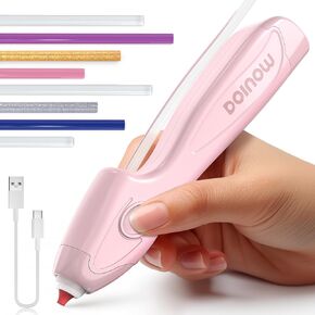 Cordless Hot Glue Gun, 6s Fast Preheating, Auto Dispensing Dripless Glue Gun with 30pcs Hot Glue Sticks (7mm x185mm), Hot Glue Pen with USB-C Rechargeable, Pink Hot Glue Gun for DIY Crafts