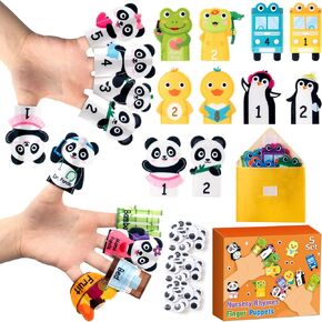 WATINC Storytime Felt Finger Puppets - 5 Themed Finger Puppets with Movable Eyes, Storytelling Role Play Party Supplies Kindergarten Playtime Early Education for Families Girls Boys (Nursery Rhymes)