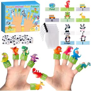 WATINC Number Story Time Finger Puppets - 6 Themed Nursery Rhymes Felt Finger Puppets with Yarn Bag, Storytelling Role Play Party Supplies Kindergarten Playtime Early Education for Families Girls Boys