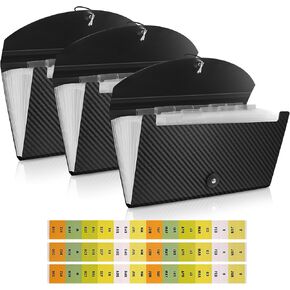 Receipt Holder Aabicku 3PC 13 Pockets Receipt Organizer Small Accordion File Organizer Expanding File Folder Large Capacity Cards Ticket File Check Cards Bill Business Coupons Storage Case