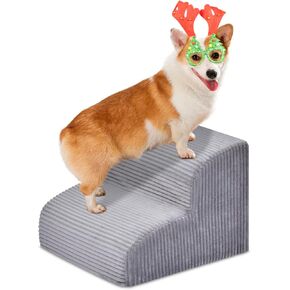 Dog Stairs Steps for High Bed: 3 Steps Pet Steps for Small Dogs and Cats Non-Slip Removable Washable Cover Ramp for Indoor Outdoor Car Couch Sofa(H: 16")