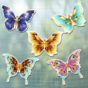 10 Pieces Butterfly Screen Protector Magnets Double Sided Screen Stickers Magnetic Flexible Screen Door Protector Decorative Multicolor Refrigerator Magnets for Screen Sliding Doors(Graceful Style)