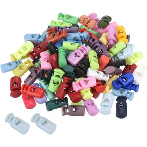 PATIKIL Cord Locks Assorted, 100 Pack Cylinder Spring Toggle Stopper 12mm for Drawstring Bag Shoelaces