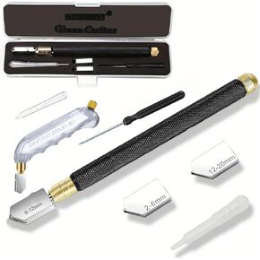 Upgrade Glass Cutter Tool,Glass Cutter 2mm-20mm,Pencil Style Oil Feed Carbide Tip for Glass Cutting/Tiles/Mirror/Mosaic