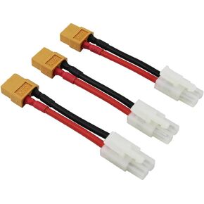 3pcs compatible with Big Tamiya Male to Female XT60 Connector Adapter 14awg 1.96inch Wire for NiCd NiMH Dynamite Packs(pack of 3)