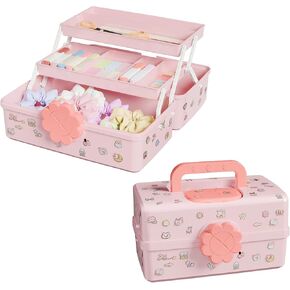3-Layer Plastic Dividing Storage Box/hair accessories organizer with Handle sewing organizer/craft organizer/for Medicine, Makeup, Hair Accessories Kids, Nail organizer