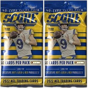 2022 Panini Score Football NFL Cello Fat Pack Set of 2 Packs - 80 Trading Cards Total - 40 Cards Per Pack