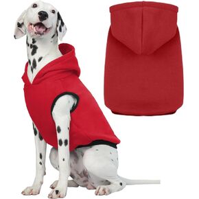 ROZKITCH Dog Hoodie Winter Fleece Sweater - Pet Warm Sweatshirt Pullover With Leash Hole - Soft Christmas Outfit Puppy Vest for Medium Dogs French Bulldog Clothes - Red M