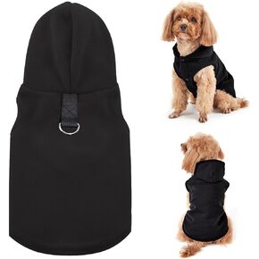 Dog Hoodie Vest, Warm Pet Shirt Dog Winter Coat Puppy Sweater with D-Ring Leash, Dog Clothes for Small Medium Dogs Cats Boy Girl, Dog Hooded Outfit Cold Weather Sweatshirt Clothing Apparel (Small)