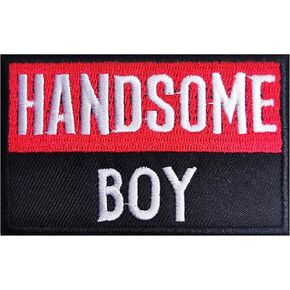 Funny Letters Handsome Boy Iron On/Sew on Patch, Embroidered Patch Badge DIY Accessories for Hats Bags Clothes Jacket Jeans Dress Backpacks
