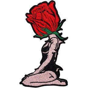 Thorn Maiden Rose Patch – 3.5 inches, Cool Colorful Rose Patches Iron On – Embroidered Iron On/Sew On Patches