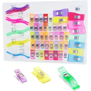Doukey 150PCS Sewing Clips and Quilting Clips Multipurpose Plastic Clips Craft Clips Sewing Accessories Quilting Supplies Crafting DIY Supplies Assorted Colors & Size with Plastic Box