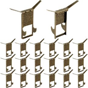 Hicarer Brick Wall Hook Clips for Hanging Indoor Christmas Stocking Holders Steel Brick Hangers Picture Decoration Hanger Fastener for Fireplaces(20 Pcs,Antique Brass)