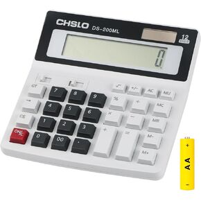 Desktop Calculator Extra Large LCD Display 12-Digit Big Number Accounting Calculator with Big Button,Battery & Solar Dual Power Perfect for Office Business Home Daily Use(US-200ML-grey)