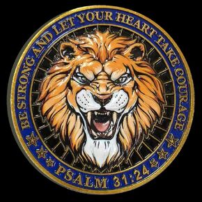 Christian Lion of Courage Inspirational Challenge Coin – Be Strong and Courageous