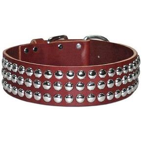 Leather Brothers 2063-BK22 2 x 22-Inch Studded DF Latigo Leather Dog Collar, X-Large, Black