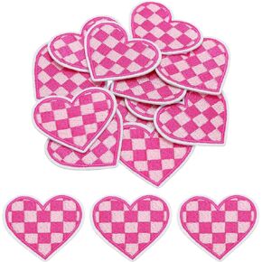 MECCANIXITY 12Pcs Heart Iron on Patches Heart Embroidered Patches Applique Sew on Patches for DIY Crafts Clothing Repairing Bag Hat Decoration,Black and White