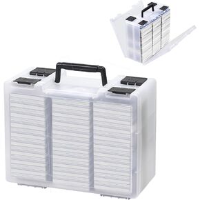 BRAPPO Trading Card Storage Box for 3200+ Double Sided Card Deck Case, compatible MTG and TCG and Sport Cards etc game cards.(Excluding cards) (Clear)
