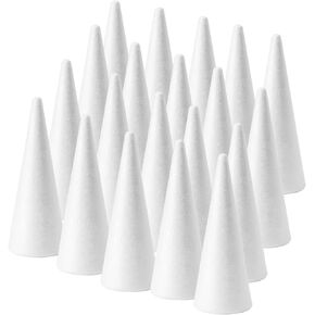 24-Pack Craft Foam Cones, Foam Tree Cones, Assorted Sizes Polystyrene Cones Shaped Foam(4.6.8.10.12in), for Arts and Crafts, Christmas Tree, School, Wedding, Birthday, DIY Home Craft Project.White