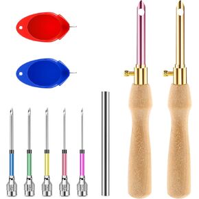 10 Pcs Punch Needle Kit Adjustable Punch Needle Tool Punch Stitching Kit Punch Needle with Wooden Handles Stitch Embroidery Needle Set Punch Needle Kits for Adults Beginner