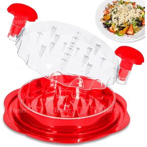 Chicken Shredder Twist Tool - Latest Upgraded Manual Shredder Machine with Brush & Fork, Clear Lid & Middle Plate, Slip Resistant, Ideal for Chicken, Beef, Pork, Salmond