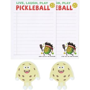 4 Pickleball Sticky Memo Notepads, 2 Cute Original Designs, Funny Pickle Ball Gifts for Men Women, Tournament Giveaways Round Robin Ideas, Inspirational Ornament Accessories, Kauai Sun™