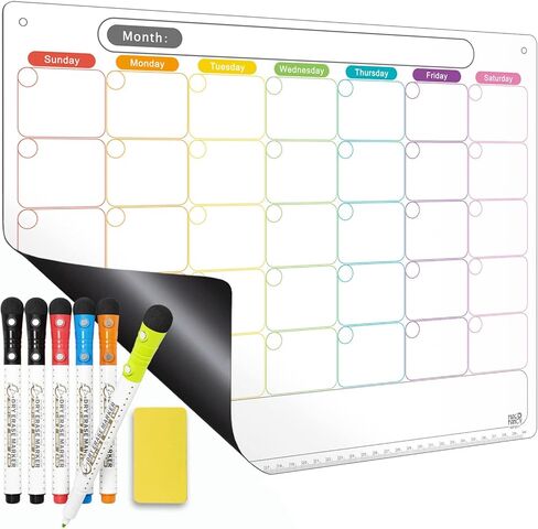 Mag-Fancy Dry Erase Calendar Kit- Magnetic Calendar for Refrigerator - Planning Boards Monthly Fridge Calendar Whiteboard with Extra-Thick Magnet Included Fine Point Marker Personal Organizers in Kuwait